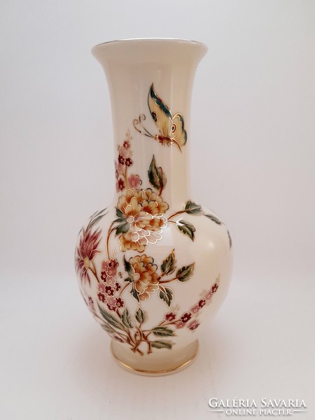 Zsolnay pillangós virágmintás váza, 26 cm