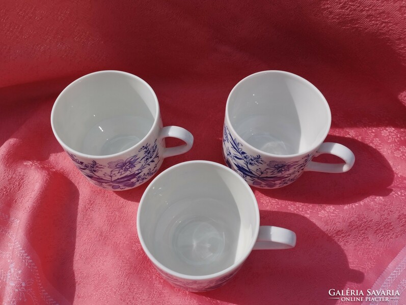 Beautiful onion-patterned porcelain coffee cups for replacement, 3 pcs.