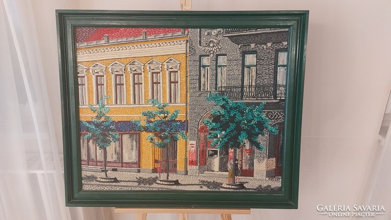 (K) Nuszer István Debrecen, szép festménye 86x70 cm