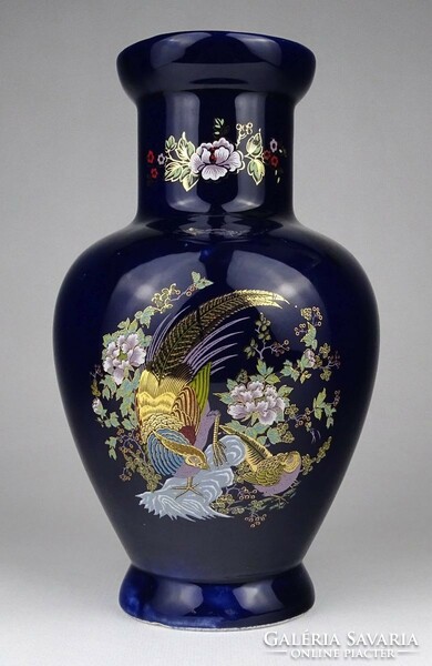 1N407 blue ceramic vase with golden pheasant decorative vase 23 cm