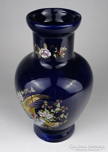 1N407 Aranyfácános kék színű kerámia váza díszváza 23 cm