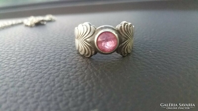 Old Russian silver ring with ruby