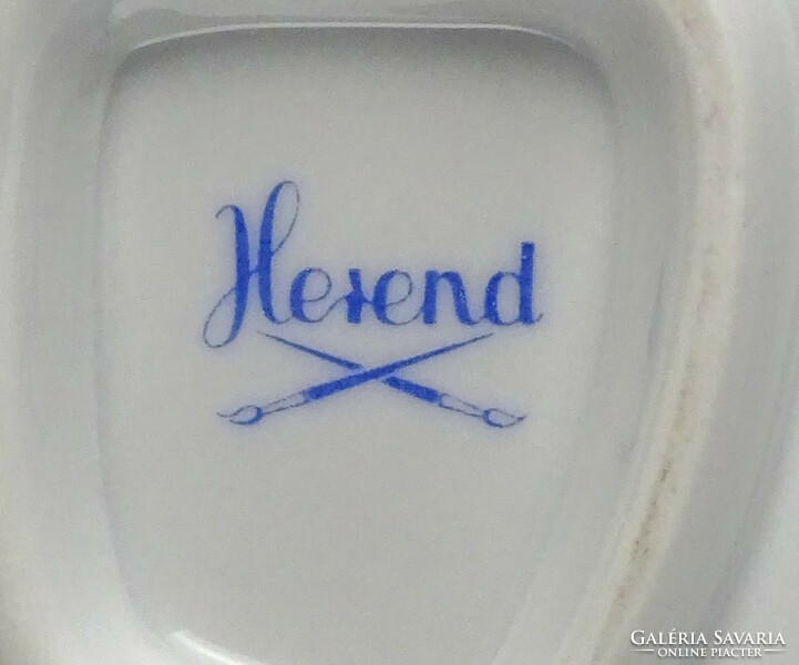 1N292 Régi hecsedlis levél alakú Herendi porcelán tál kínáló tál