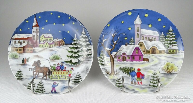 1N291 Christmas kaiser porcelain wall plate pair 19.5 Cm