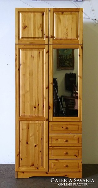 1N787 pine wood cabinet with two doors and shelves 240 x 95 cm