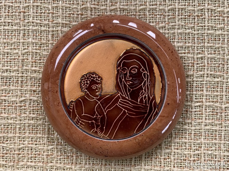 Kerámia fali kép: Szűz Mária gyermekével