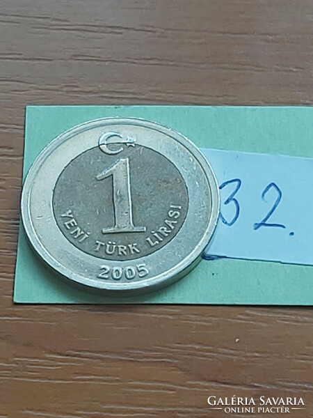 Turkey 1 lira 2005 bimetal 32.