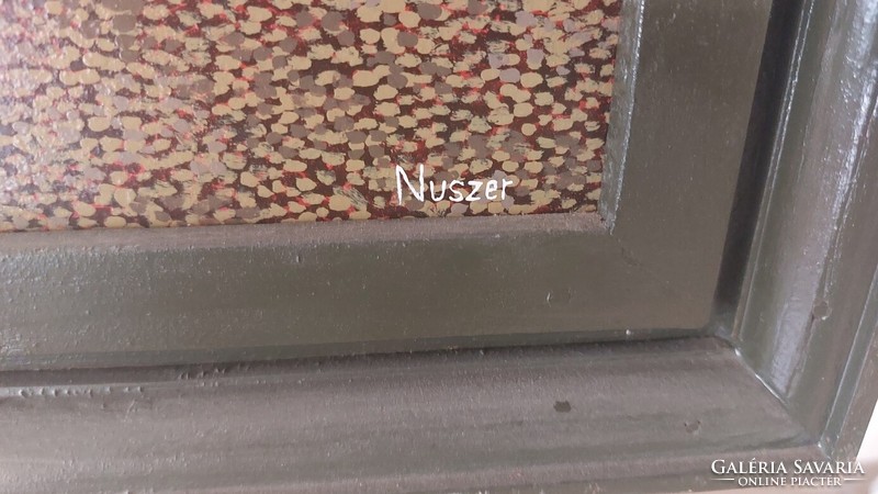 (K) Nuszer István, ikonszerű szép festménye 58x86 cm