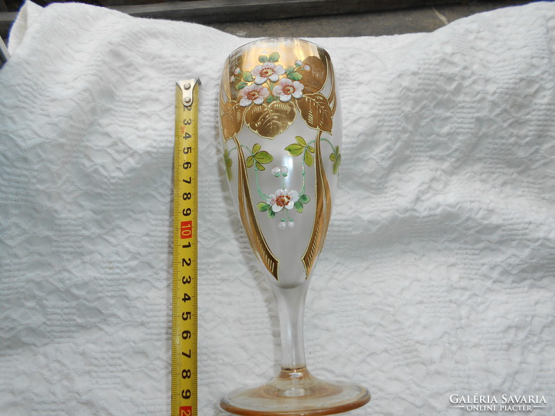 Enamel-painted, gilded antique glass goblet 19.5 cm