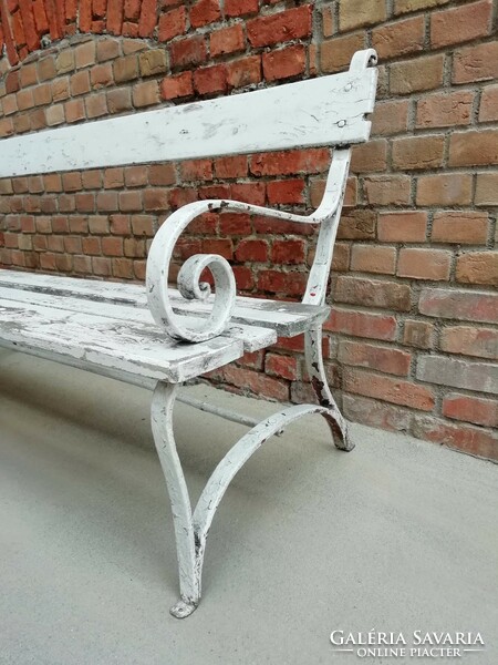 Forged, original color, not yet restored outdoor bench from the end of the 19th century, a beautiful piece of art