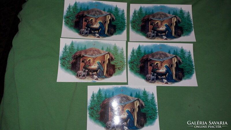 Retro colorful Christian post-clean Christmas postcards 5 in one according to the pictures 12.