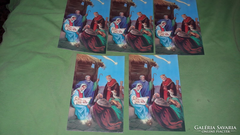 Retro színes keresztény postatiszta karácsonyi képeslapapok 5 db EGYBEN a képek szerint  5.