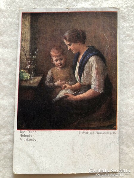 Antique, old romantic postcard - 1917 -6.