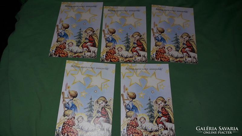 Retro colored Christian post-clean Christmas postcards 5 in one according to the pictures 8.