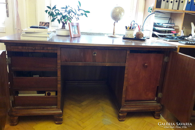 Antique art deco style large desk renovated, 78 x 154 cm