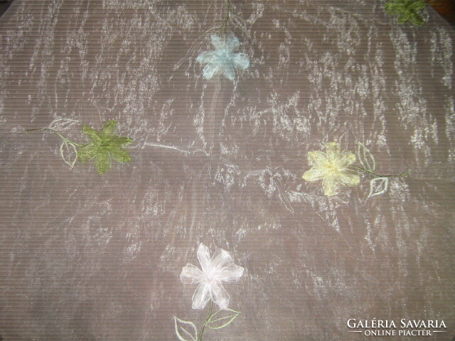 Beautiful floral tablecloth embroidered with beautiful ribbon