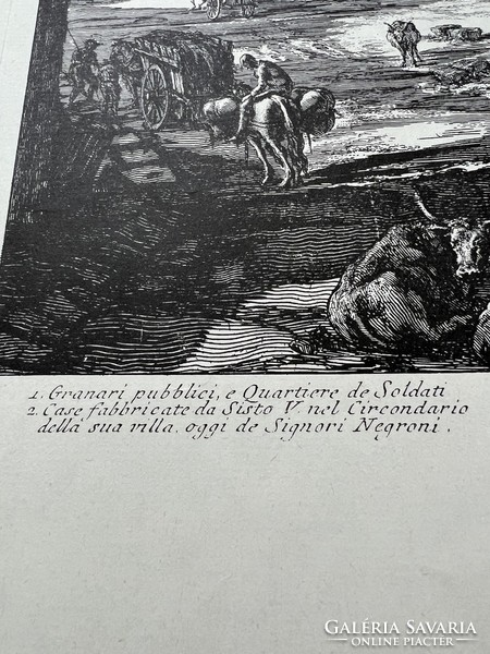 Caval poranesi f. Print etching veduta delgi superiori delle terme di diocleziano