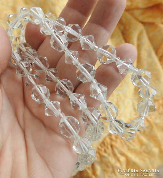 Vintage átlátszó fehér gyöngysor nyaklánc - nyakék