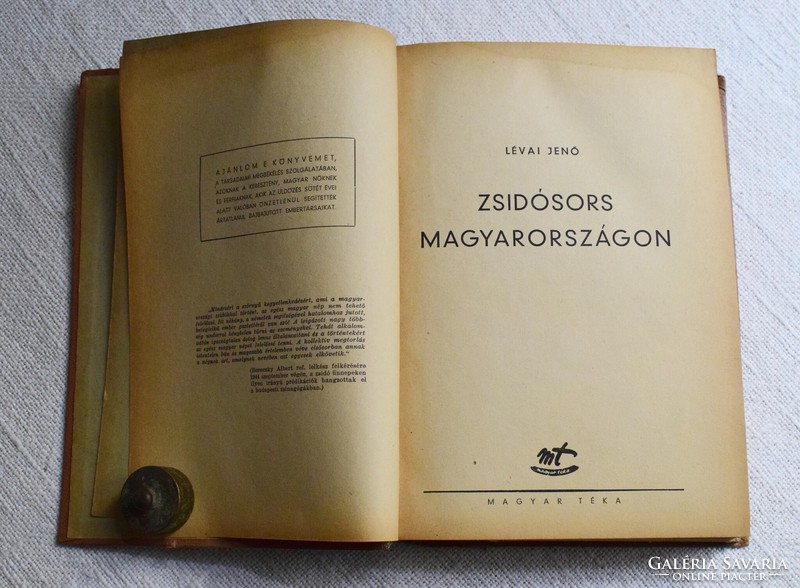 Zsidósors Magyarországon , Lévai Jenő , Magyar Téka , 1948