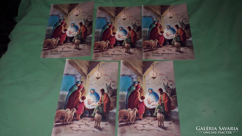 Retro színes keresztény postatiszta karácsonyi képeslapapok 5 db EGYBEN a képek szerint 2.