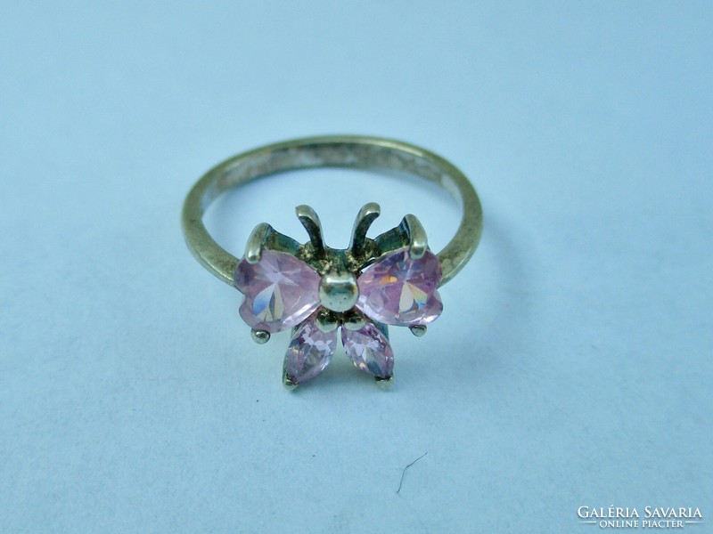 Beautiful old Hungarian butterfly stone little girl's silver ring