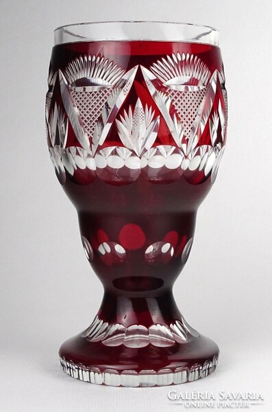 1N335 old burgundy glass cup 16.5 Cm