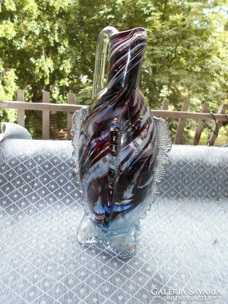 Jug made of Czech multi-colored glass -- a beautiful piece of craftsmanship