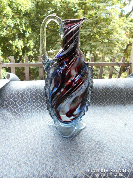 Cseh   többszínű üvegből kancsó -- szép kézműves  darab