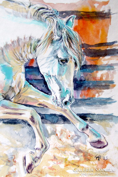 Andalusian horse II - watercolor painting / andalúz ló II - akvarell festmény