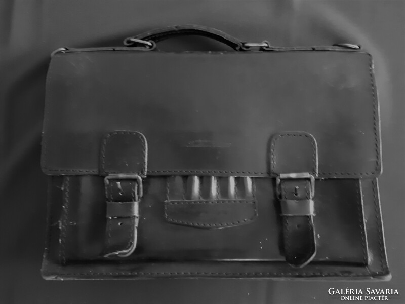 Thick Italian leather men's briefcase - shoulder bag