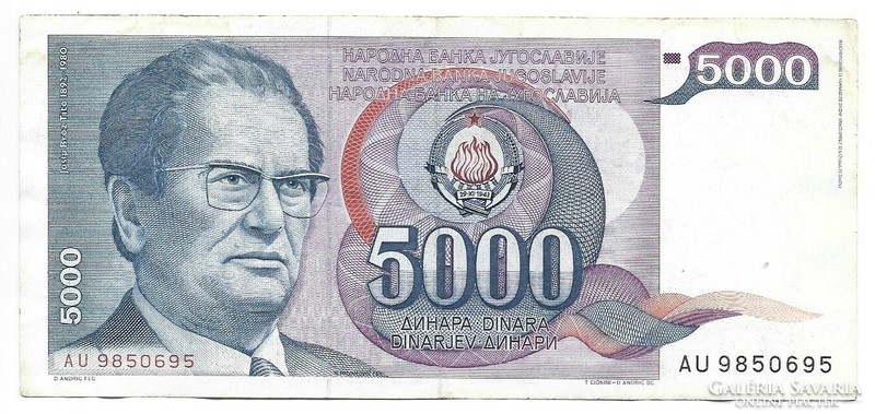 5000 dinár 1985 Jugoszlávia 2.