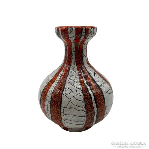 Gorka cracked orange-white vase - m1411