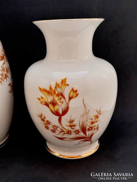 Hollóházi porcelán nagyméretű váza, közepes váza és tálka egyben