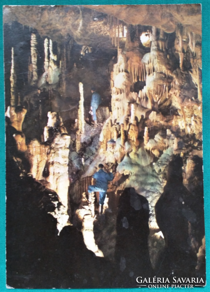 Aggtelek, Baradla cseppkőbarlang, Sárkánybarlang, postatiszta képeslap, 1975
