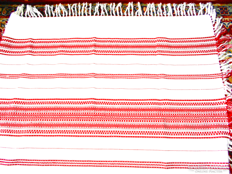 Home-woven tablecloth - can be used on both sides 116 cm x 113 cm