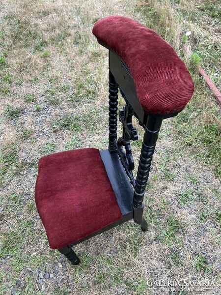 Antique upholstered kneeling prayer chair stool