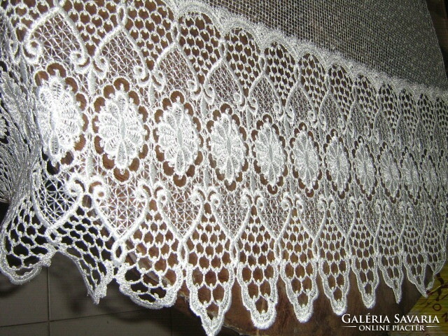 Dreamy vintage white wide lacy panoramic curtain