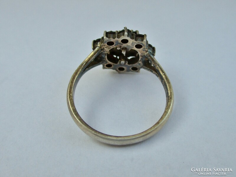 Különleges antik kézműves gránátköves ezüst gyűrű