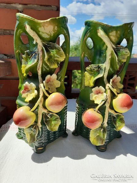 Josef strnact austria art nouveau majolica decorative vase pair