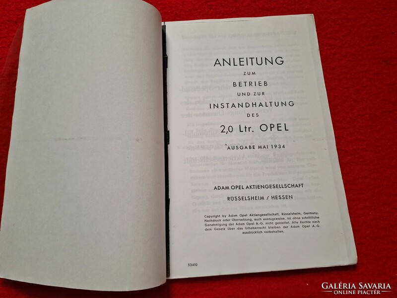 Opel type booklet, book