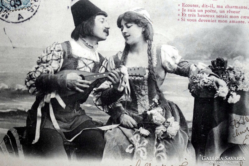4 pcs antique series photo romantic postcard courtship