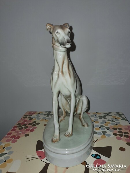Zsolnay large greyhound porcelain 26 cm