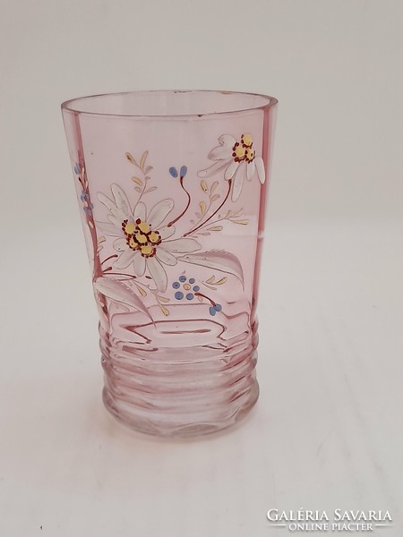 Antique enamel painted glass cup