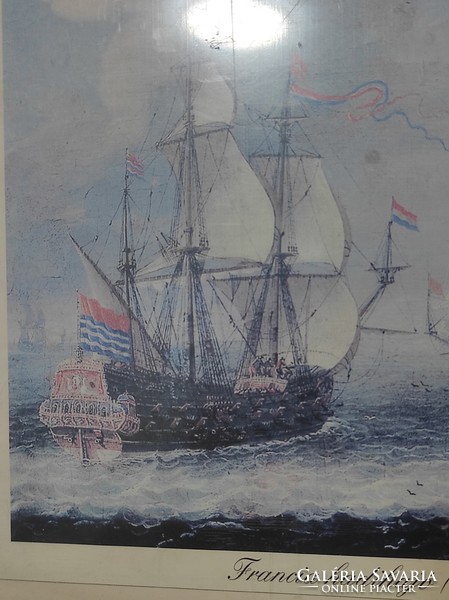 Francia hadihajókat ábrázoló nyomatkép