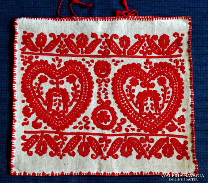 Embroidered linen Transylvanian written pillow cover decorative pillow 44x57cm