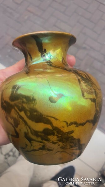 Zsolnay eozin glazed porcelain vase, rarity, 16 cm.