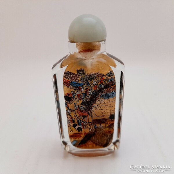 Old Far Eastern perfume bottle painted on the inside