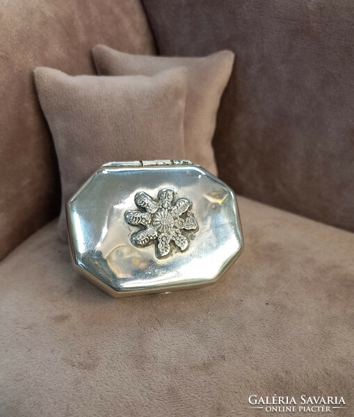 Antique silver box with flower pattern