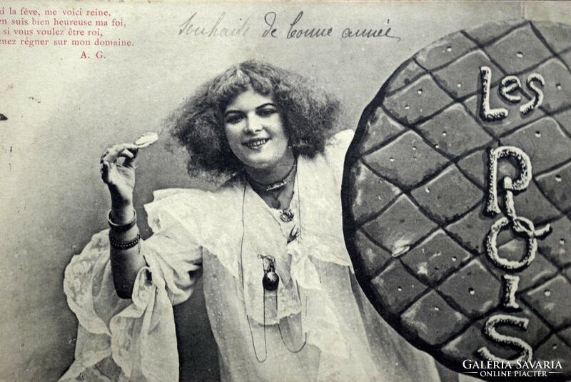 Antik  humoros fotó képeslap - hölgy
