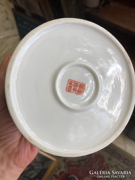 Japanese tea holder porcelain pot, height 14 cm, Menji era, hand painted